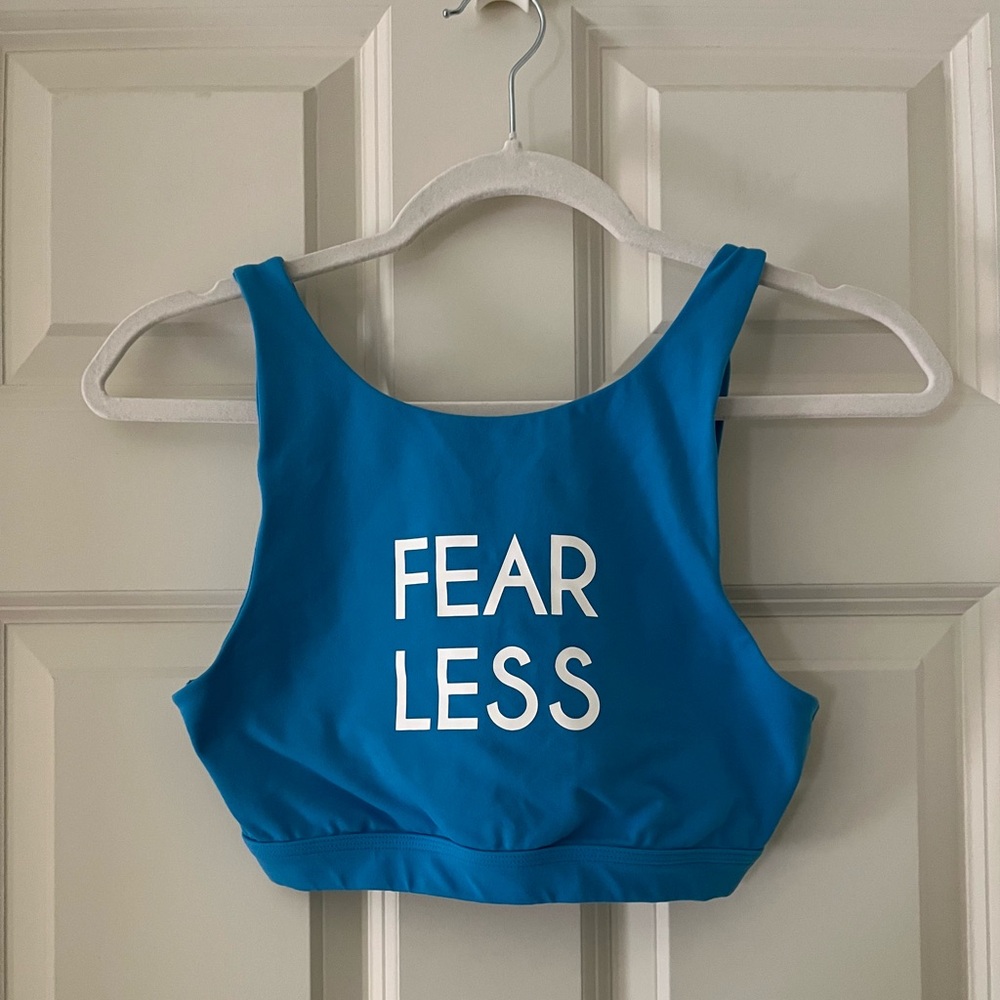 Aerie "Fear Less" high neck sports bra strappy back activewear fitness workout M